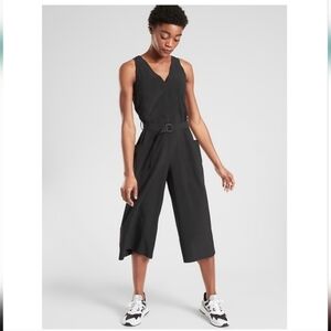 Athleta Sarasota Belted Jumpsuit Black #531180 Size MT Medium Tall
